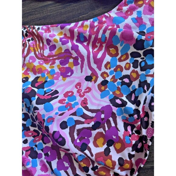 Jessica Simpson Women's Abstract-Print One-Shoulder Swimsuit Pink Multicolor L - Picture 8 of 8